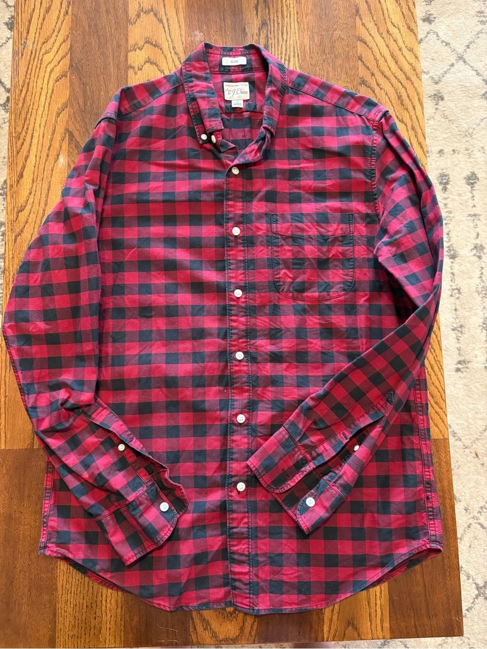 J. Crew Men’s Red and Black Buffalo Plaid Button-Down Shirt